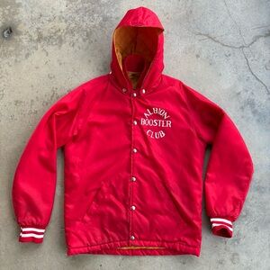 True Vintage Coaches Jacket Men's Medium Albion Booster Club Red Hooded Jacket